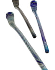 Silver Fumed Spiral Striped Glass Sherlock Pipe “Moon Twister” – 11.5″ – Assorted