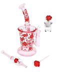 Pulsar Valentine's Rose Glass Dab Rig Set - 8.25" / 14mm F