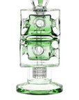 Pulsar Double Swiss Perc Blocks Glass Water Pipe - 12.5" / 14mm F / Blue
