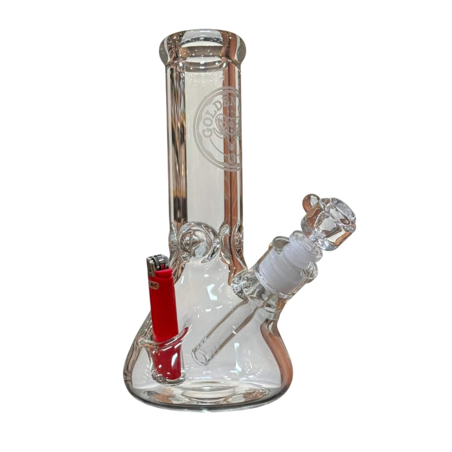 10" Flower Bong With Lighter Indent | Profile View | Golden Goat Quartz