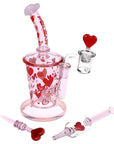 Pulsar Valentine's Love Hearts Glass Dab Rig Set - 8.5" / 14mm F