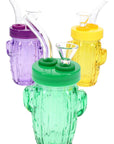 Colored Glass Cactus Water Pipe “Desert Sipper” – 3.5″