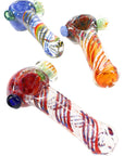 Silver Fumed Frit Glass Hammer Pipe “Petal Puncher” – 4½″ – Assorted Colors