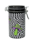 TRIPPY MUSHROOM CHECKBOARD STORAGE JAR