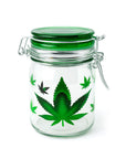 AIRTIGHT GLASS GREEN LEAF STORAGE CONTAINER