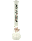 THE CHERRY 18" 50/5mm beaker bong whiteout version with a matching orchid flower bowl by empire glassworks