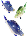 Glass Fish Hand Pipe “Reef Runner” – Silver Fumed – Assorted Colors