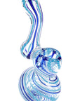 Clear Striped Glass Sherlock Bubbler “Stripe Scout” – 5″ – Assorted Colors