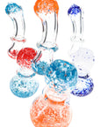 Clear Multicolor Frit Sherlock Bubbler “Confetti Curve” – 6½″ – Assorted