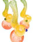 Mini Rasta Frit Glass Sherlock Bubbler “Mango Curl” – 4″ – Assorted