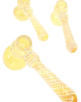 Silver Fumed Swirl Glass Hammer Bubbler “Pocket Moon” – 5½″ – Assorted Colors