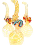 Silver Fumed Swirl Glass Sherlock Bubbler “Moon Spiral” – 8″ – Assorted Colors
