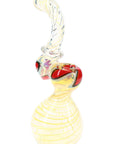 Silver Fumed Swirl Glass Sherlock Bubbler “Moon Spiral” – 8″ – Assorted Colors