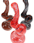 Swirl Striped Frit Glass Sherlock Bubbler “Candy Hook” – 4″ – Assorted Colors
