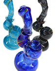 Rasta Striped Frit Glass Sherlock Bubbler “Mini Sway” – 4″ – Assorted Colors