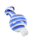 White Spiral Stripe Glass Carb Cap – Blue/Plum