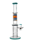 Calibear Wigwag Wall Perc Glass Bong with Encased Opal | 11.8" Artistic Pipe