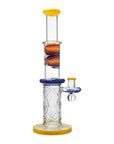 Calibear Wigwag Wall Perc Glass Bong with Encased Opal | 11.8" Artistic Pipe