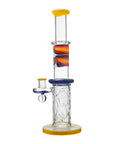 Calibear Wigwag Wall Perc Glass Bong with Encased Opal | 11.8" Artistic Pipe