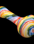 "Rainbow Tie-Dye" Glass Spoon Pipe on White