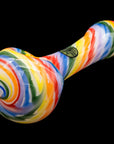 "Rainbow Tie-Dye" Glass Spoon Pipe on White