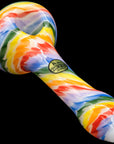 "Rainbow Tie-Dye" Glass Spoon Pipe on White