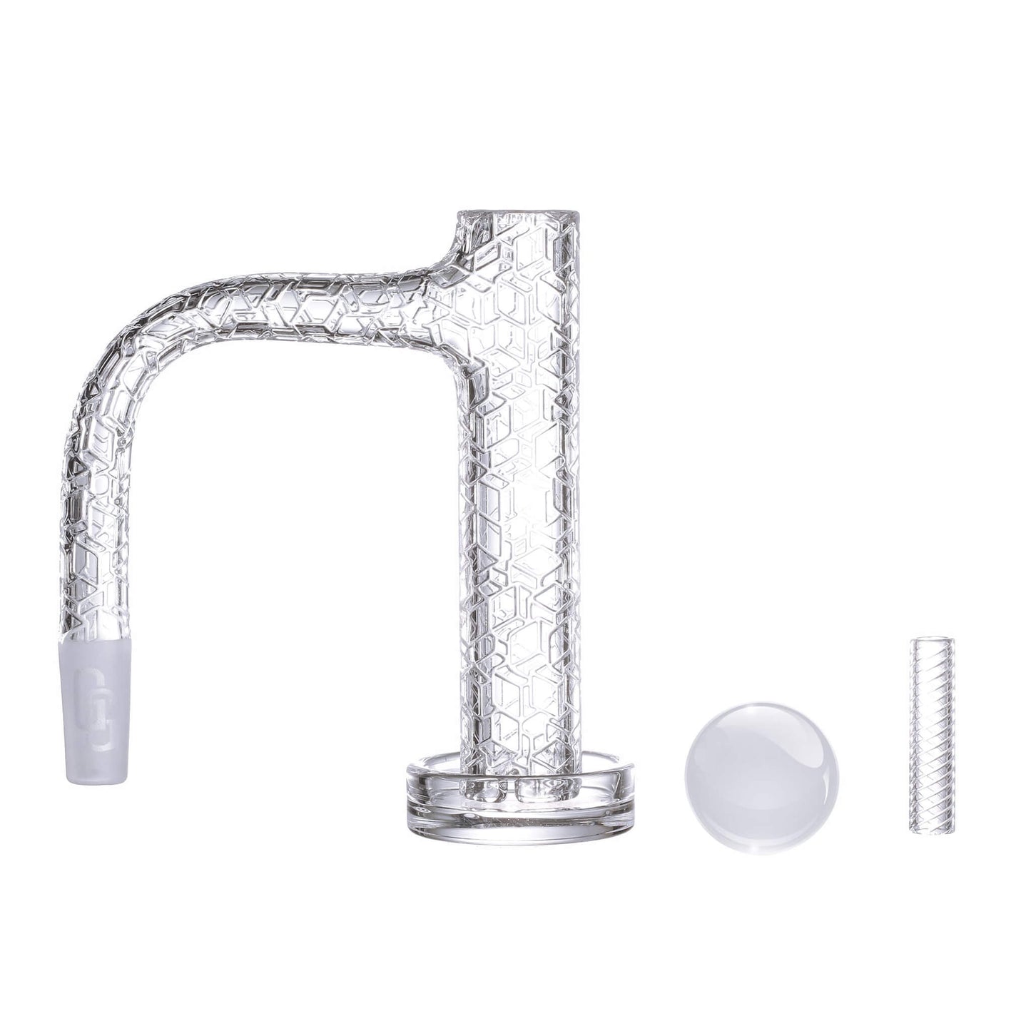 Engraved Control Tower Quartz Banger Kit | 10mm Male Tessellation Kit Shot | GG