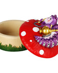 Caterpillar Mushroom Polyresin Trinket Box - 3.5" x 4.5"