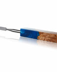 Rounded Blade Titanium Dab Tool | Blue & Wood Variation Image | Golden Goat Quartz