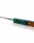 Rounded Blade Titanium Dab Tool | Emerald & Wood Variation Image | Golden Goat Quartz