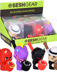 8CT DISPLAY - SeshGear Silicone Squad Secret Stash Hand Pipes - 4" / Assorted Designs