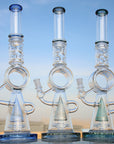 18.5" Recycler Style Donut Percolator Glass Water Pipe