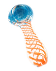 Clear Spiral Frit Glass Spoon Pipe “Spiral Spritz” – 3½″ – Assorted Colors