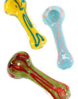 (Assorted Colors) 3.5″ Striped Frit Glass Pipe