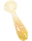 Silver Fumed Frit Striped Glass Spoon Pipe “Candy Ribbon” – 4″ – Assorted
