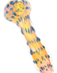 Gold Fumed Spiral Striped Glass Spoon Pipe “Dot Dash” – 4½″ – Assorted