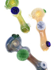 Silver Fumed Glass Spoon Pipe “Leaf Charm” – 5″ – Assorted