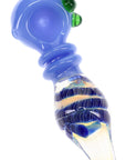 Silver Fumed Ring Glass Spoon Pipe “Saturn Stripe” – 4½″ – Assorted
