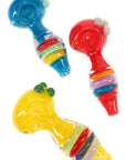 Frit Striped Ridge Glass Hand Pipe “Candy Ridges” – 4″ – Assorted Colors