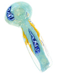 Square Silver Fumed Frit Squiggle Glass Hand Pipe “Frost Wiggle” – 4″ – Assorted Colors