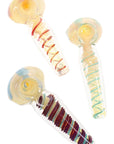 Silver Fumed Spiral Bubble Spoon Pipe “Bubble Coil” – 3½″ – Assorted Colors