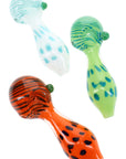 Bright Frit Striped Dot Spoon Pipe “Dot Pop” – 4½″ – Assorted Colors