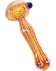 Silver Fumed Striped Spoon Pipe “Ribbon Flash” – 4½″ – Assorted Colors