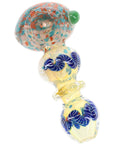 Silver Fumed Frit Ring Spoon Pipe “Moon Halo” – 4″ – Assorted Colors