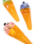6B Glass Gold Fumed Ice Cream Cone Spoon Pipe “Cone Zone” – 4″ – Assorted Colors