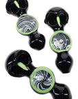 6B Glass Black Neon Owl Double Bowl Pipe “Night Owl” – 5″ – Assorted Colors