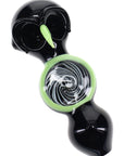 6B Glass Black Neon Owl Double Bowl Pipe “Night Owl” – 5″ – Assorted Colors