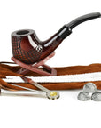 Pulsar Shire Pipes Engraved Brandy Cherry Tobacco Pipe - 5.5†/ Figured Wood