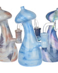 Mushroom Top Marbled Glass Dab Rig - 6" / 14mm F / Colors Vary