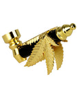 12CT DISPLAY - Metal Hemp Leaf Hand Pipe - 3.5"